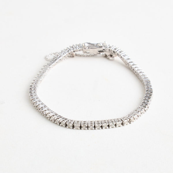 Tennisarmbånd i 18K hvidguld med diamanter (2,5 ct), 17,5 cm