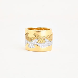 Georg Jensen Fusion Pavé ring i 18K guld og hvidguld med diamanter (1,26 ct), str. 52