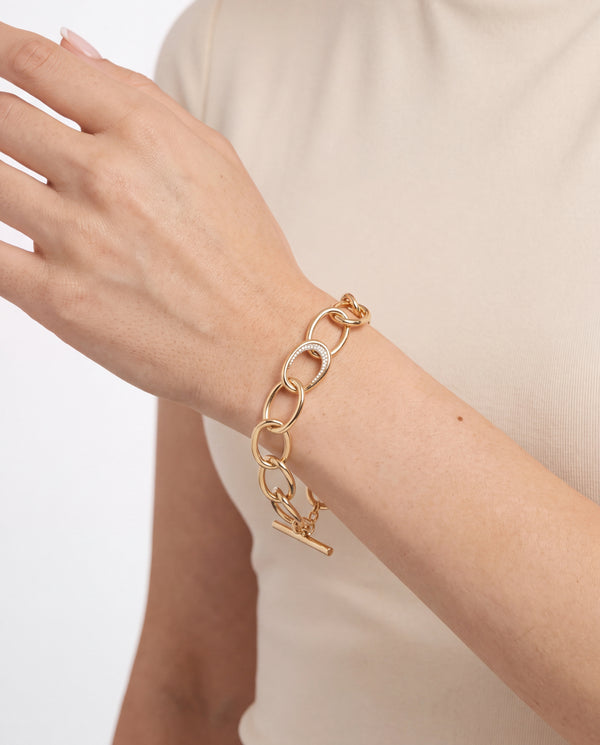 Mads Ziegler Ellipse armbånd i 14K guld med diamanter (0,12 ct), 18 cm, 16,01 g