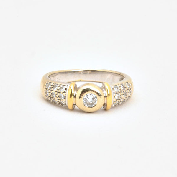 Pavé Gypsyring i 18K guld og hvidguld med diamanter (0,29 ct), Str. 51