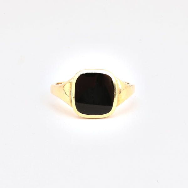 Signetring i 14K guld med onyx, Str. 64