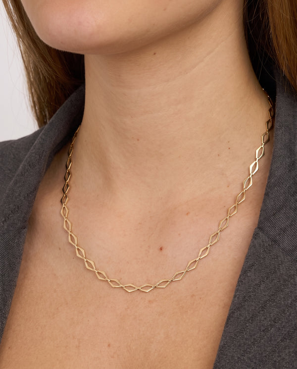 Geometrisk Collier i 8K guld, 44 cm, 7.5 g