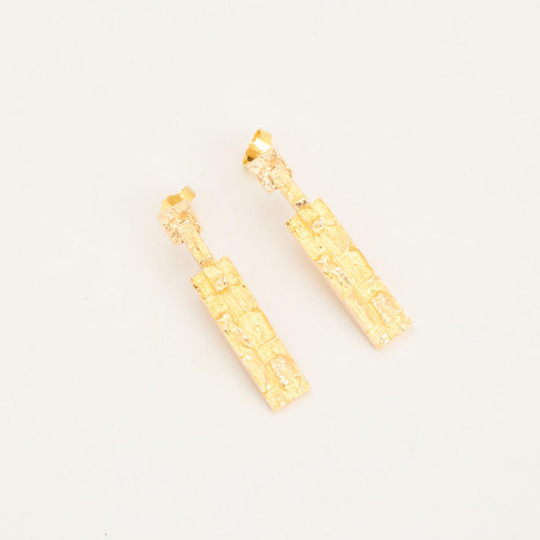 Organisk Ørehængere i 14K guld, 3.5 cm,