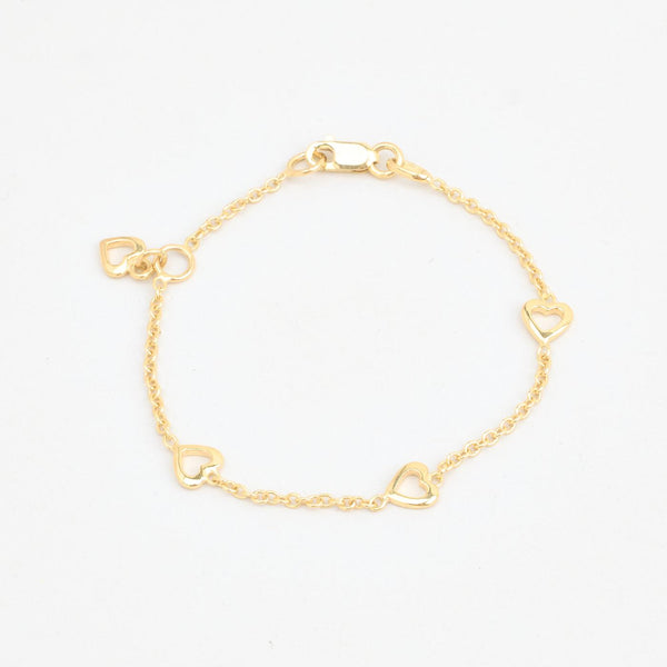 Hjerte Ankerkæde Armbånd i 8K guld, 14 cm, 1.38 g