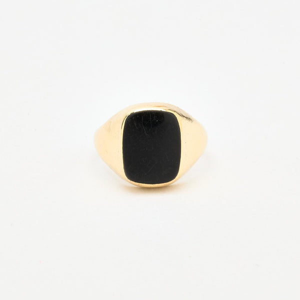 Signetring i 14K guld med onyx, Str. 66