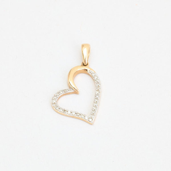 Åbent Hjerte vedhæng i 14K guld med diamanter (0,07 ct), 2,2 cm