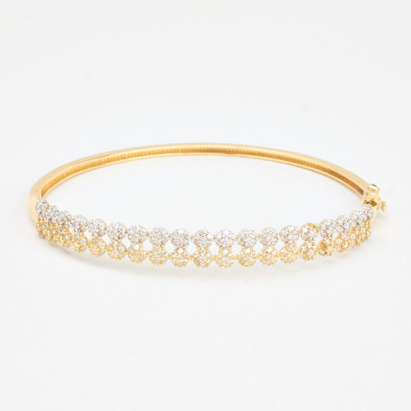 Pavé illusion armring i 14K guld og hvidguld med zirkoner, 5,8 cm