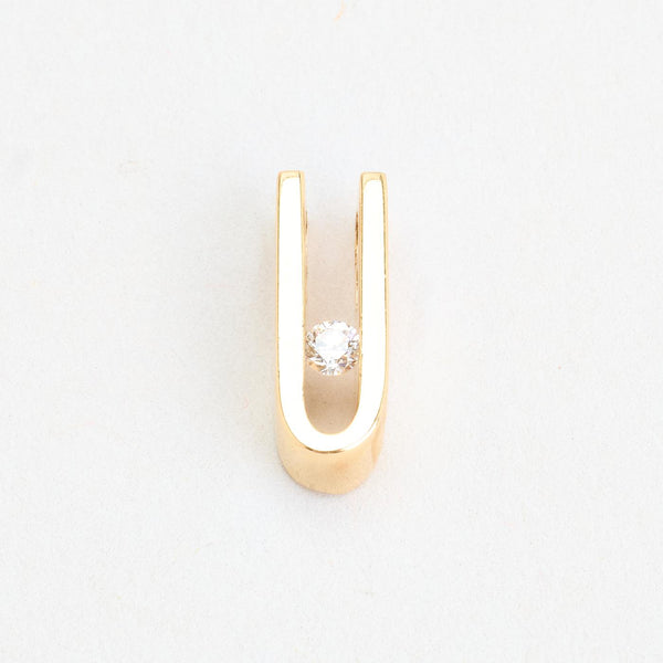 Geometrisk solitaire vedhæng i 14K guld med en diamant (0,04 ct), 1,2 cm, 1,05 g