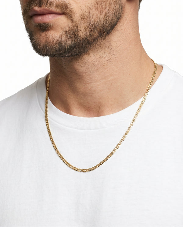 Mønstret Mariner Link Halskæde i 18K guld, 55 cm, 4.03 g