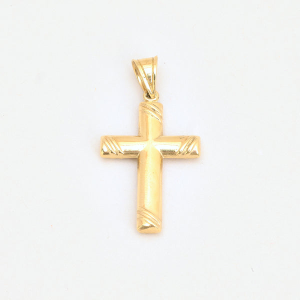 Mønstret Kors i 14K guld, 3.5 cm, 1 g