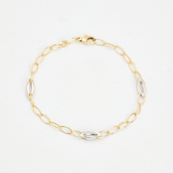 Geometrisk Link Armbånd i 14K guld, 21 cm, 4.9 g