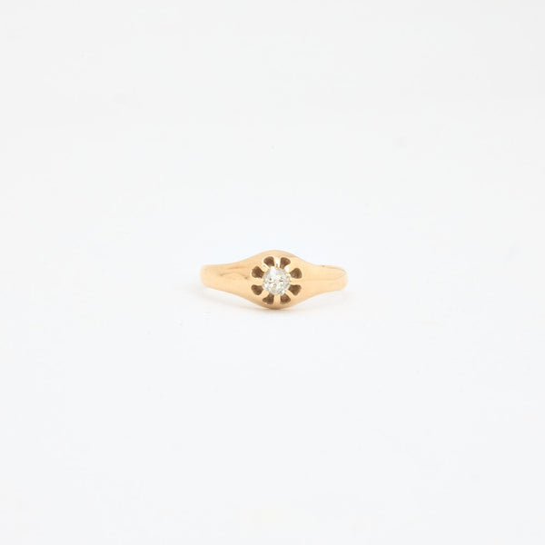 Gypsyring i 14K guld med en diamant (0,11 ct), str 52