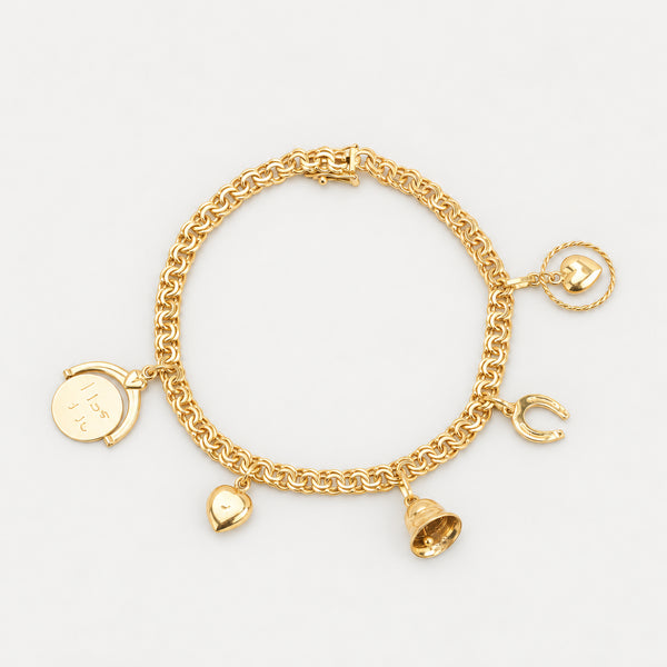Bismark Charm-armbånd i 14K guld, 19 cm, 9.8 g