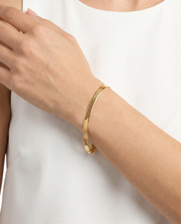 Flad slangekæde Armbånd i 14K guld, 18 cm, 2.55 g