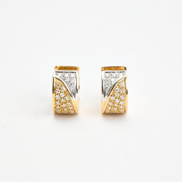 Pavé creoler i 18K guld og hvidguld med diamanter (0,40 ct), 1,5 cm
