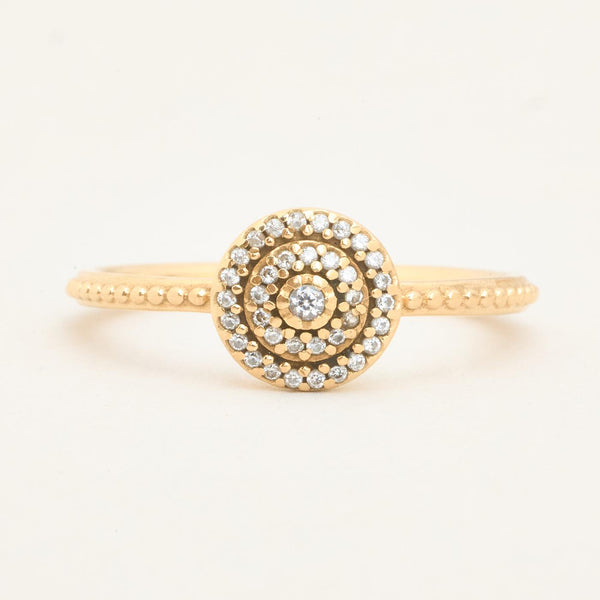 Pandora Dobbelt haloring i 14K guld med zirkoner, str 54