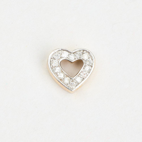 Hjerte charm i 14K guld med diamanter (0,03 ct), 1 cm