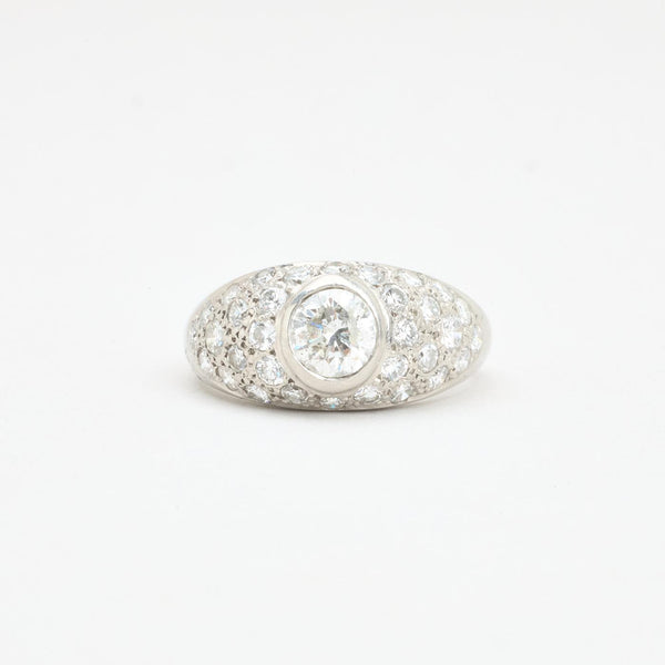 Pavéring i platin med diamanter (1,08 ct), str 55, 7,68 g