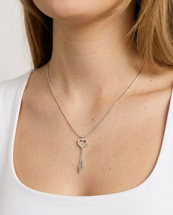 Hjerte Slangekæde Teardrop halskæde i 14K hvidguld, 46.5 cm, 4.7 g