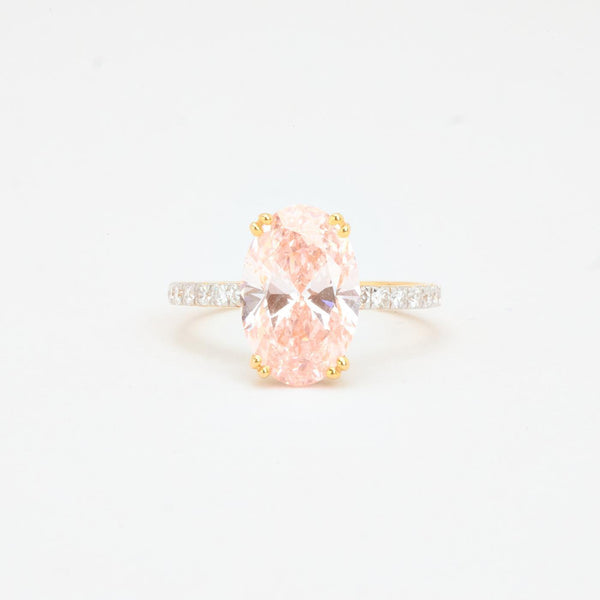 Alliance solitaire ring i 18K guld med en pink labgrown diamant (3 ct - centersten), str. 53