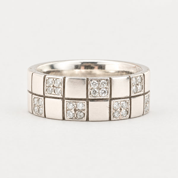 Geometrisk bånd i 14K hvidguld med diamanter (0,19 ct), str 50