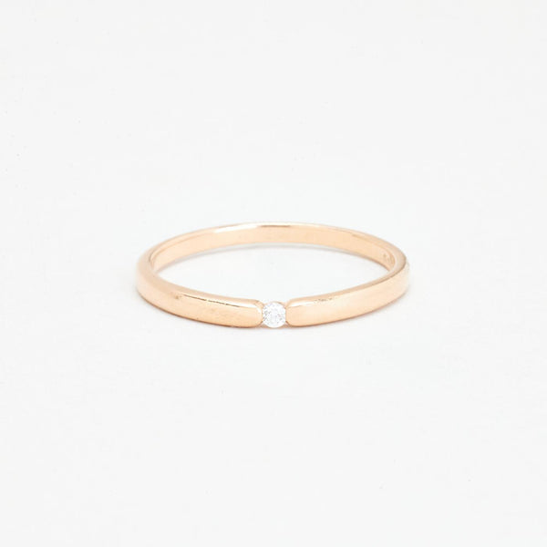 Alliance ring i 14K guld med en diamant (0,02 ct), Str. 58
