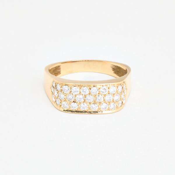Pavé signetring i 14K guld med diamanter (0,49 ct), str 63