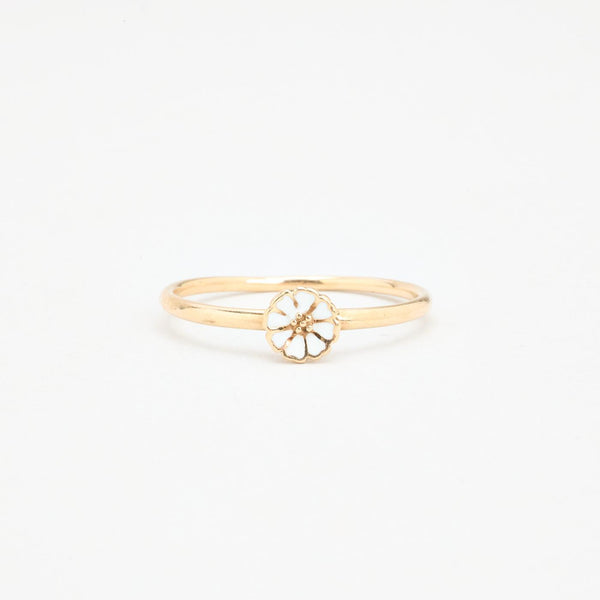 Marguerit ring i 8K guld med emalje, Str. 62