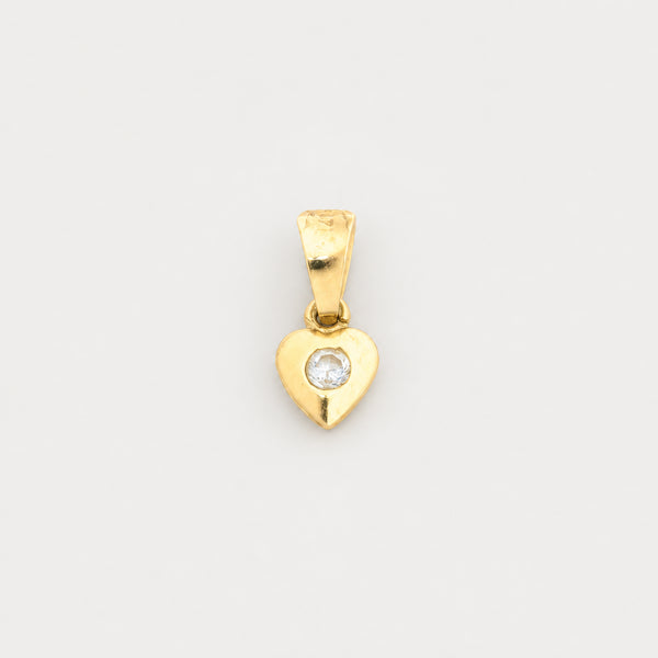 Hjerte vedhæng i 14K guld med en zirkonia, 1,2 cm, 0,35 g