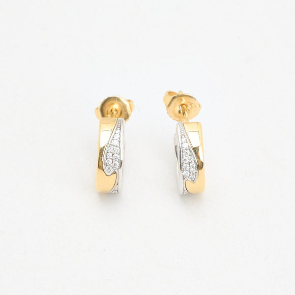 Georg Jensen Pavé Fusion øreringe (lille) i 18K guld og hvidguld med diamanter (0,18 ct), 1,3 cm