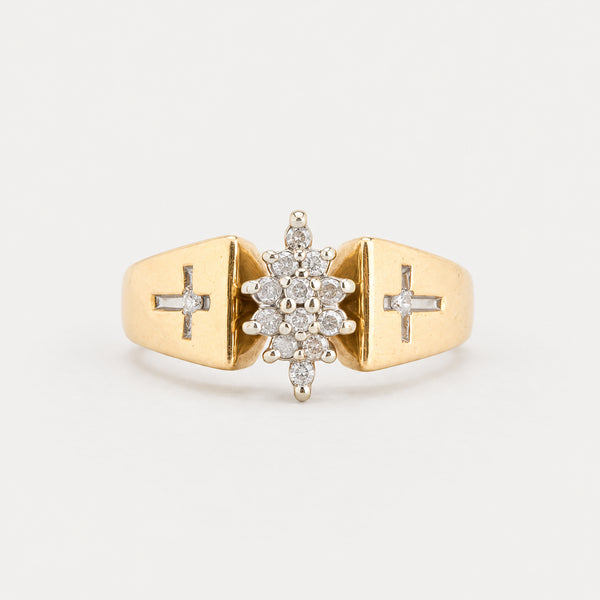 Clusterring i 10K guld med diamanter (0,15 ct), str 57