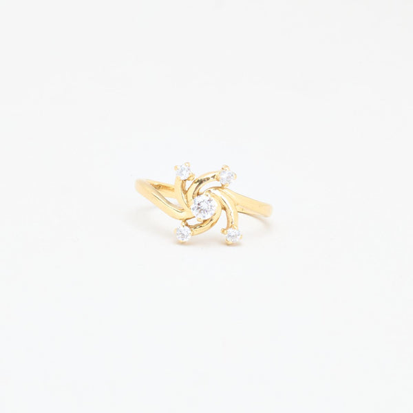 Swirl Clusterring i 14K guld med zirkoner, Str. 57