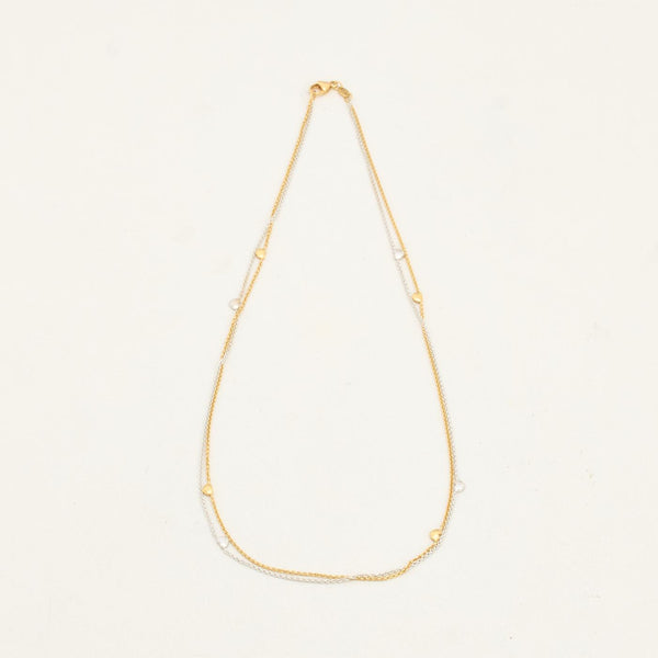 Hjerte Belcher Collier i 14K guld, 42.5 cm, 4.46 g