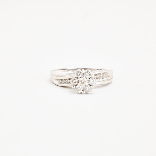 Tulip-set Illusionring i 14K hvidguld med diamanter (0,49 ct), Str. 54