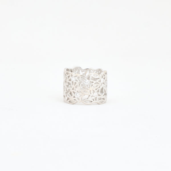 Blomster Blondering i 18K hvidguld med diamanter (0,24 ct), str 53