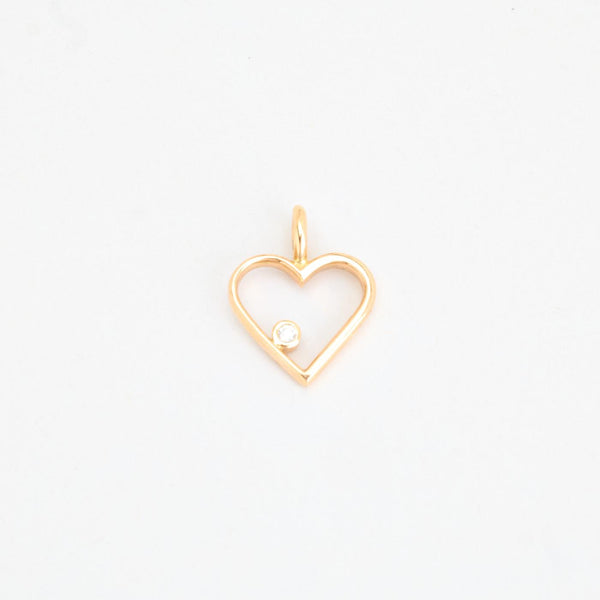 Åbent Hjerte vedhæng i 14K guld med en diamant (0,03 ct), 2.2 cm