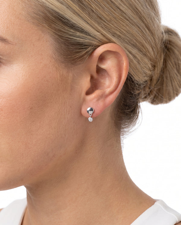 Teardrop Ørehængere i 18K hvidguld med diamanter (0,10 ct), 1,1 cm