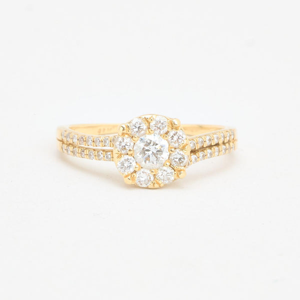 Illusion ring i 14K guld med 41 diamanter (0,63 ct), str 53