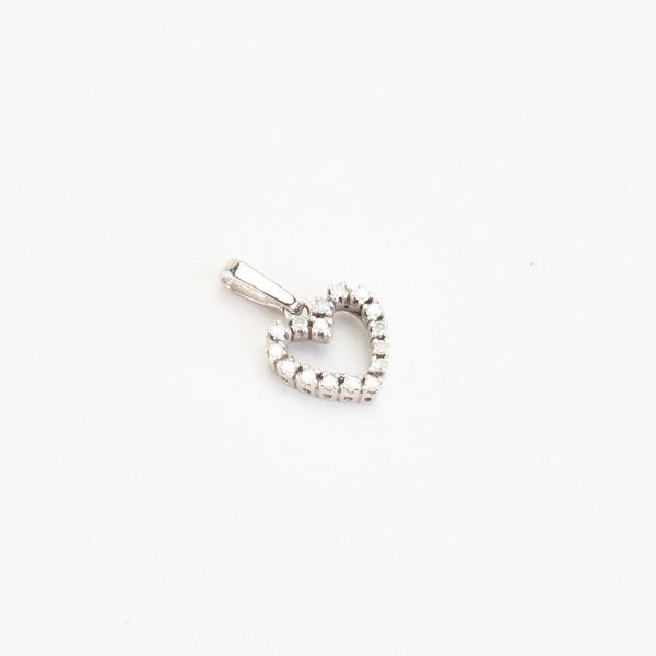 Hjerte vedhæng i 14K hvidguld med diamanter (0,11 ct), 2 cm
