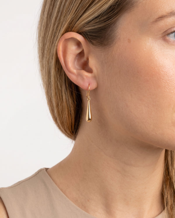 Dråbeformet Ørehængere i 14K guld, 3 cm,