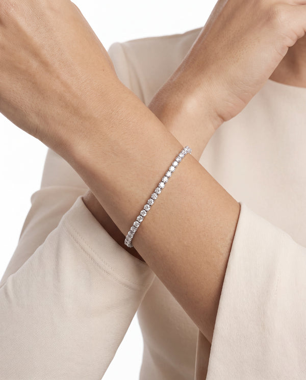 Tennisarmbånd i 18K hvidguld med diamanter (0,46 ct), 18 cm