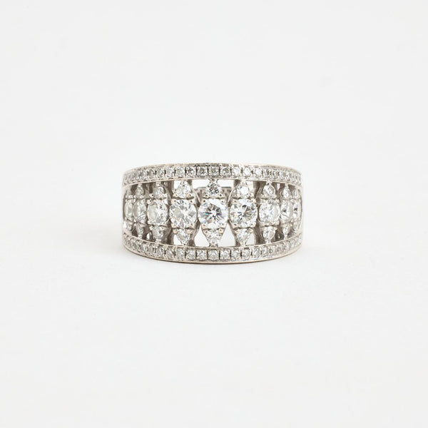 Pavé gypsyring i 18K hvidguld med diamanter (1,32 ct), str 51