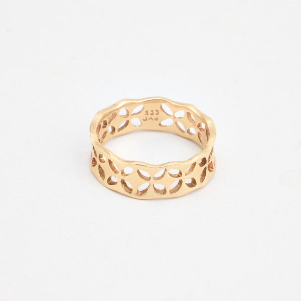 Blomster Ring i 8K guld, str. 52