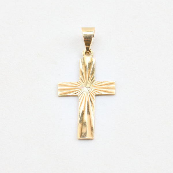 Mønstret Kors i 14K guld, 3.5 cm, 1.8 g
