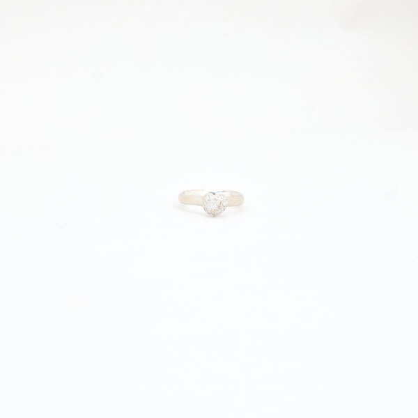 Pavé hjertering i 18K hvidguld med diamanter (0,15 ct), str 52