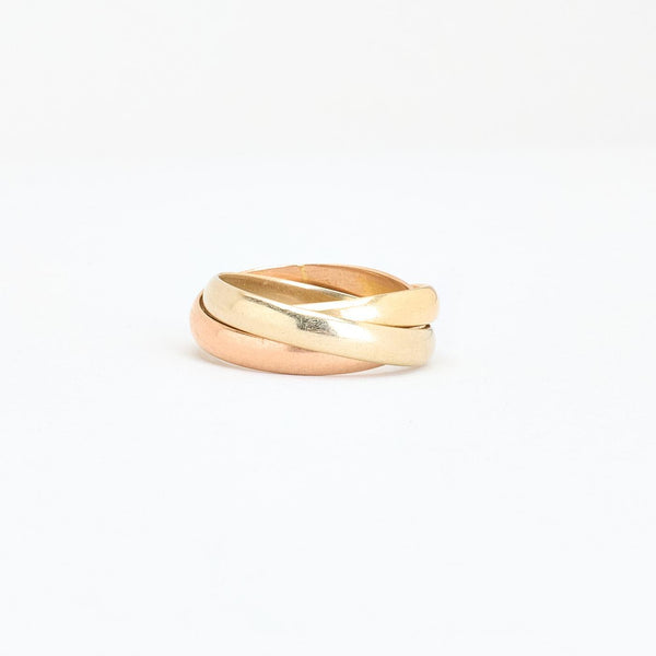 Tre i en ring i 14K guld, str. 52