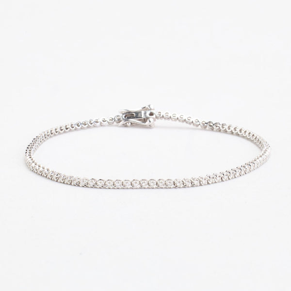 Tennisarmbånd i 18K hvidguld med diamanter (0,46 ct), 18 cm