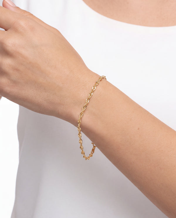 Singaporekæde Armbånd i 14K guld, 19 cm, 0.92 g
