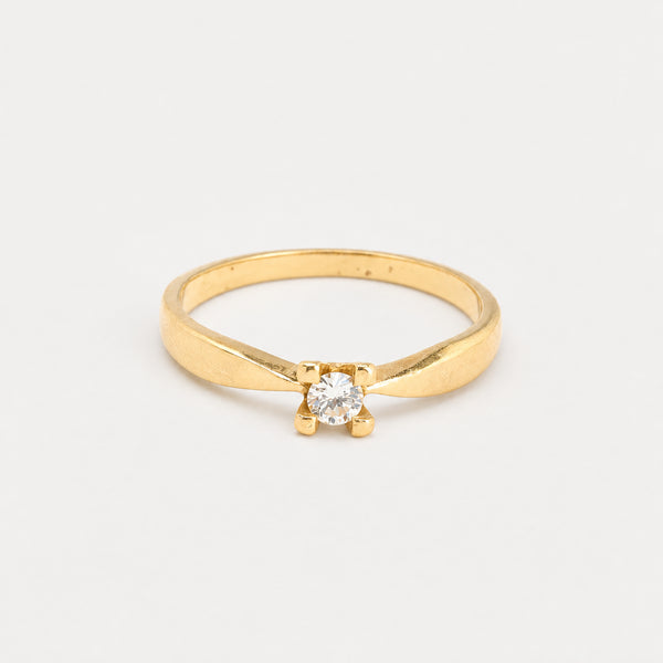 Solitairering i 14K guld med en diamant (0,10 ct), str 53