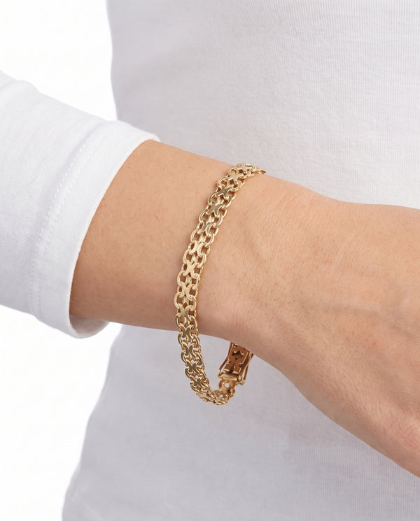 X-link Armbånd i 14K guld, 18 cm, 5.5 g